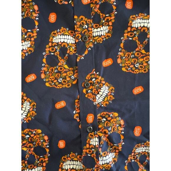 Simon Banks Men's Halloween Pumpkin Skull Prints Button Down Shirt MEDIUM NWOT‎ - Picture 4 of 7